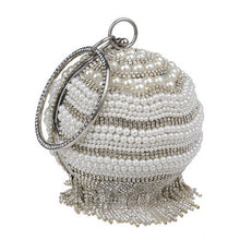 Lade das Bild in den Galerie-Viewer, Ball Diamond Tassel Party Metal Crystal Clutch Evening  Wedding Bag Bridal Shoulder Handbag Wristlet
