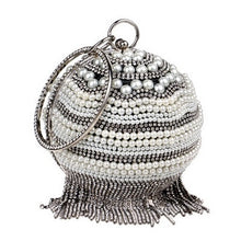 Lade das Bild in den Galerie-Viewer, Ball Diamond Tassel Party Metal Crystal Clutch Evening  Wedding Bag Bridal Shoulder Handbag Wristlet
