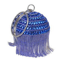 Lade das Bild in den Galerie-Viewer, Ball Diamond Tassel Party Metal Crystal Clutch Evening  Wedding Bag Bridal Shoulder Handbag Wristlet
