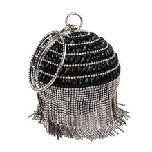 Lade das Bild in den Galerie-Viewer, Ball Diamond Tassel Party Metal Crystal Clutch Evening  Wedding Bag Bridal Shoulder Handbag Wristlet
