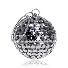 Lade das Bild in den Galerie-Viewer, Ball Diamond Tassel Party Metal Crystal Clutch Evening  Wedding Bag Bridal Shoulder Handbag Wristlet
