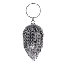 Lade das Bild in den Galerie-Viewer, Ball Diamond Tassel Party Metal Crystal Clutch Evening  Wedding Bag Bridal Shoulder Handbag Wristlet
