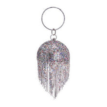 Lade das Bild in den Galerie-Viewer, Ball Diamond Tassel Party Metal Crystal Clutch Evening  Wedding Bag Bridal Shoulder Handbag Wristlet
