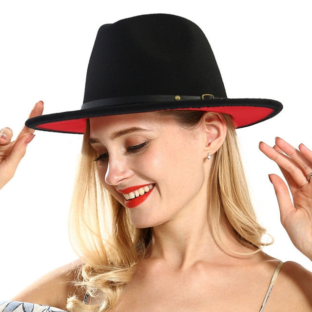 Chapéu Fedora de Lã Feltro com Aba Larga Estilo Jazz Goth Vintage Casamento