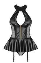 Cargar imagen en el visor de la galería, Plus Size S-4XL Black Nightclub Patent Leather Clothing Faux Leather Bodycon Fetish Jumpsuit PU Lace Bodysuit
