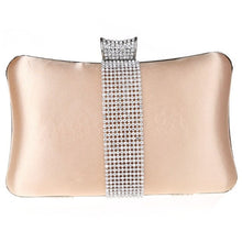 Cargar imagen en el visor de la galería, ASDS-Womens Jane Satin Diamante Clutch Rhinestone Evening Bridal Prom Party Handbag Crossbody Purse Chain Bag
