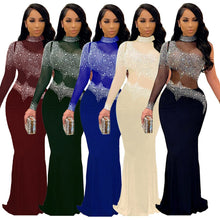 Load image into Gallery viewer, Sexy Elegant Evening Dress Party Prom Stage Outfit Crystal Mesh Bodycon Maxi Dress Sizes Up To 5XL
