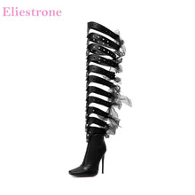 Charger l&#39;image dans la visionneuse de la galerie,Bottes noires Glamour Talons hauts de 5&quot; Chaussures de danse de strip-tease Tailles jusqu&#39;à la taille européenne 48
