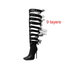 Charger l&#39;image dans la visionneuse de la galerie,Bottes noires Glamour Talons hauts de 5&quot; Chaussures de danse de strip-tease Tailles jusqu&#39;à la taille européenne 48
