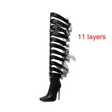 Charger l&#39;image dans la visionneuse de la galerie,Bottes noires Glamour Talons hauts de 5&quot; Chaussures de danse de strip-tease Tailles jusqu&#39;à la taille européenne 48
