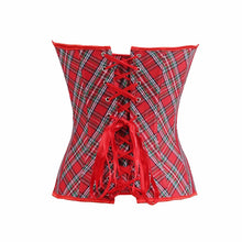 Carregar imagem no visualizador da galeria, Corset Sapubonva Sexy Bustier Xadrez Roupas Góticas Lingerie Vitoriana Top Halter Vermelho Exótico Plus Size Burlesque
