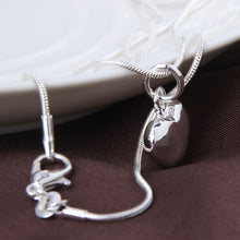 Charger l&#39;image dans la visionneuse de la galerie,Collier Pendentif Petit Cœur Solide en Argent Sterling 925 Chaîne Serpentine de 16 à 30 Pouces Bijoux de Mariage
