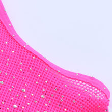 Carregar imagem no visualizador da galeria, OMSJ Body de Malha de Rede de Pesca com Decote Slash de Glitter e Strass Sexy Transparente de Manga Comprida Completa sem Costas para Festa de Clube Ajustado
