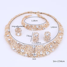 Cargar imagen en el visor de la galería, Bohemian Crystal Bridal Set Gold Silver Various Colors Rhinestone Diamante Necklace Wedding
